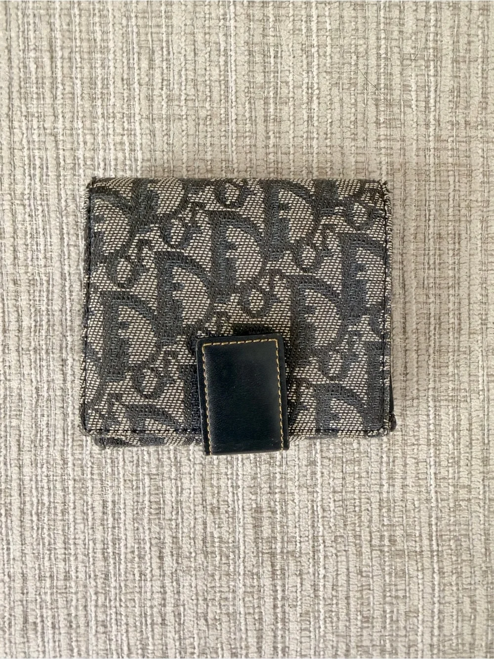 Christian Dior Oblique Small Fold Wallet in Blue Denim